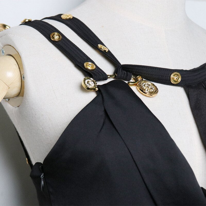 Women Night Club Party Dress Asymmetrical Pins Deco Spaghetti Strap Off Shoulder High Waist Sexy Mini Dress