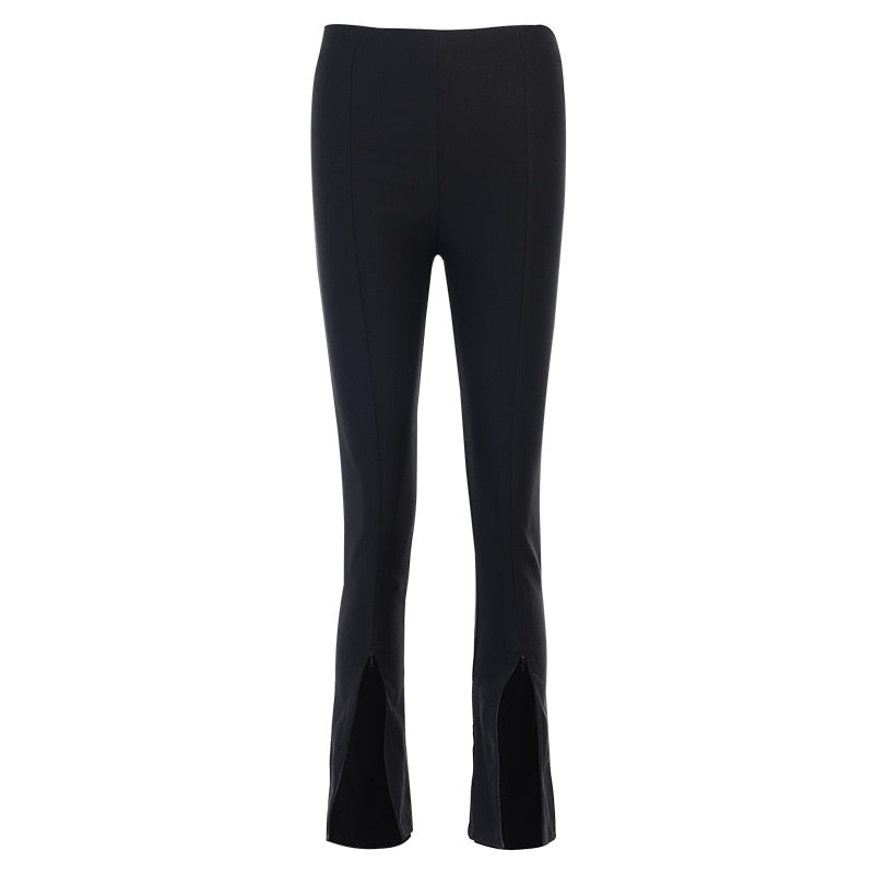 WannaThis Sexy Casual Pencil Pants Women Trousers Autumn Elegant High Waist Hem Zipper Split Slim Pants 2020 Fashion Streetwear