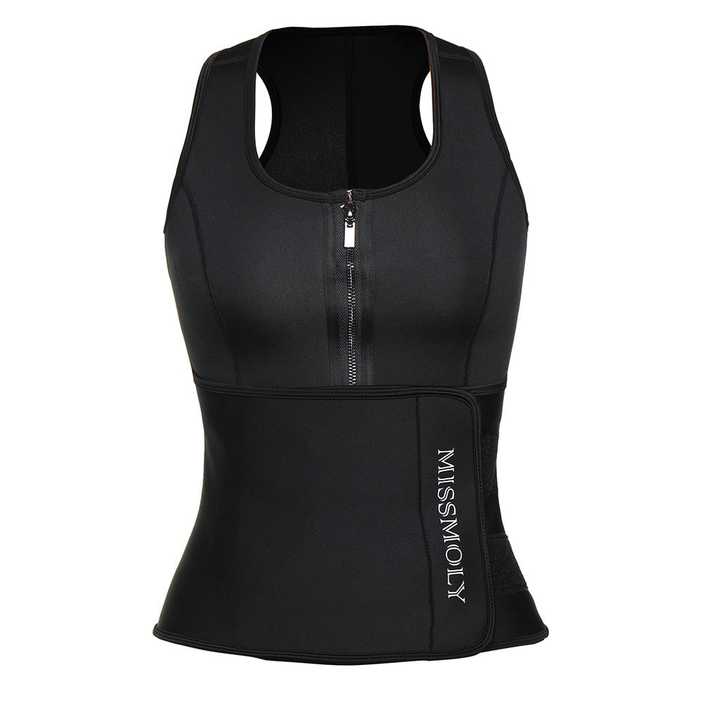 Women Neoprene Waist Trainer Sweat Sauna Suit Waist Cincher Slimming Vest Adjustable Waist Trimmer Belt Tank Top Shapewear