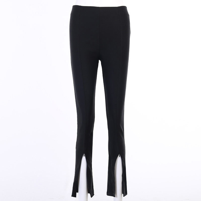 WannaThis Sexy Casual Pencil Pants Women Trousers Autumn Elegant High Waist Hem Zipper Split Slim Pants 2020 Fashion Streetwear