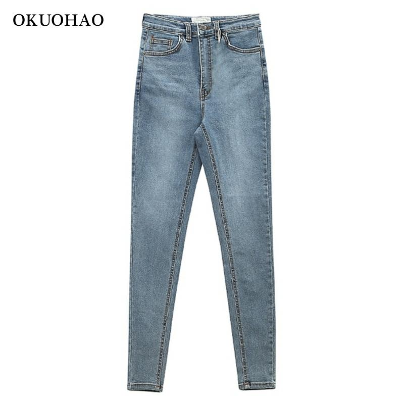 Women's Jeans High Waist Stretch Skinny Denim Pants 2020 Autumn Winter Blue Retro Washed Elastic Slim Pencil Trousers