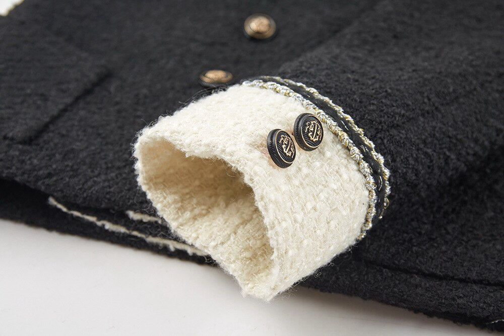 Women Wool Double Breated Blazer Autumn Winter Colorblock High Streeat Blazer Coat Excellent Quality